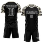 Custom Black Cream-White Snake Skin Sublimation Soccer Uniform Jersey - Image 2