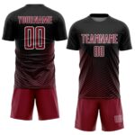 Custom Black Crimson-White Geometric Lines Sublimation Soccer Uniform Jersey - Image 2