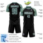 Custom Black Midnight Green-White Curved And Wavy Lines Sublimation Soccer Uniform Jersey - Image 5