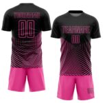 Custom Black Pink Geometric Lines Sublimation Soccer Uniform Jersey - Image 2