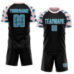 Custom Black US Navy Blue-Light Pink Tiger Sublimation Soccer Uniform Jersey - Image 2