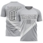 Custom Gray White-Black Stripes Sublimation Soccer Uniform Jersey