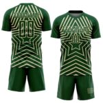 Custom Green Cream Stars Sublimation Soccer Uniform Jersey - Image 2