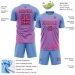 Custom Light Blue Pink-Black Slash Sublimation Soccer Uniform Jersey - Image 5