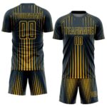 Custom Navy Gold Lines Sublimation Soccer Uniform Jersey - Image 2