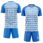 Custom Powder Blue White-Silver Abstract Geometric Pattern Sublimation Soccer Uniform Jersey - Image 2