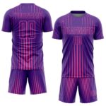 Custom Purple Pink Lines Sublimation Soccer Uniform Jersey - Image 2