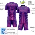 Custom Purple Pink Lines Sublimation Soccer Uniform Jersey - Image 5