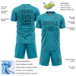 Custom Teal Black Geometric Pattern Sublimation Soccer Uniform Jersey - Image 5